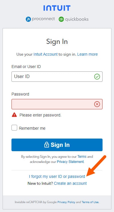 Account Recovery Intuit
