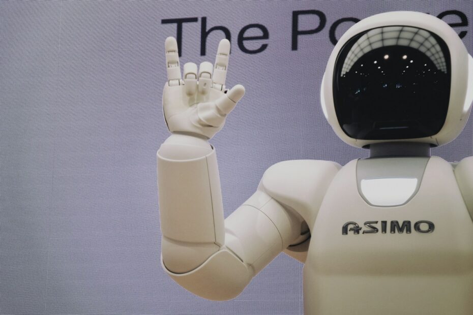 Asimo robot doing handsign